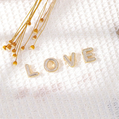 Classics Zircon Inlay Letter Pendant Necklace Fashion Gold Color For Women Couple Holiday Gift Party Everyday Jewelry